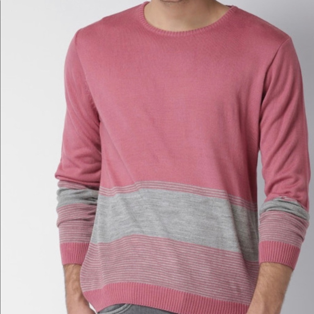 Pullover pink and grey striped